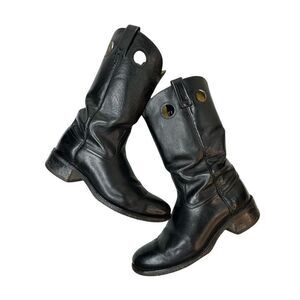 ACME Vintage Black Leather Cowboy Boots Size 9D